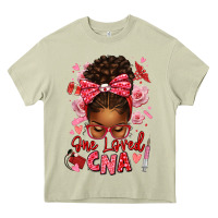 One Loved Cna Afro Messy Bun Heavy Core Tee | Teevron