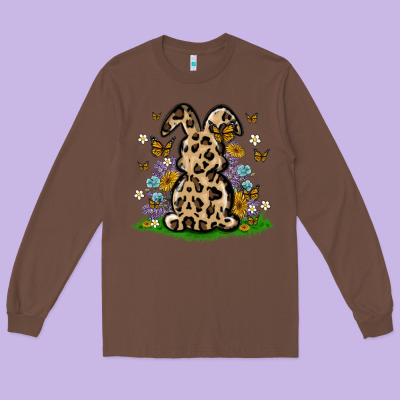 Western Floral Bunny Long Sleeve Tee Designed By Maliassmallbusiness