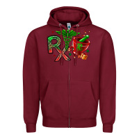 Burgundy rx christmas pharmacy Zipper Hoodie - MaliasSmallBusiness