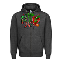 Charcoal Heather rx christmas pharmacy Zipper Hoodie - MaliasSmallBusiness