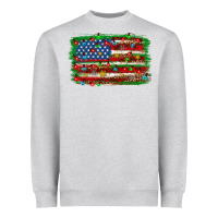 Heather Grey Christmas american flag Heavyweight Sweatshirt - NancyCooperArtShop