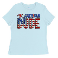 Baby Blue all american dude Ladies Tee - Zillion Design Studio