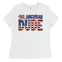 White all american dude Ladies Tee - Zillion Design Studio