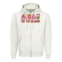 Oatmeal Heather tis the season Zipper Hoodie - MaliasSmallBusiness