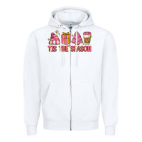 White tis the season Zipper Hoodie - MaliasSmallBusiness
