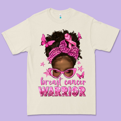 Afro Messy Bun Breast Cancer Warrior Premium Tee Designed By Texasbilliewilder