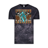 Cloud Black gemstone leopard cross Vintage Tee - AdoDesignShop