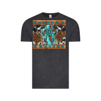 Vintage Black gemstone leopard cross Vintage Tee - AdoDesignShop
