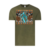 Vintage Olive gemstone leopard cross Vintage Tee - AdoDesignShop