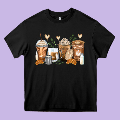 Latte Coffee Cups Heavy Core Tee Designed By Zillion Design Studio