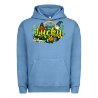 Pigment Pebble Blue lucky gnomes truck St. Patrick's Urban Hoodie - HowdyJamesFarm