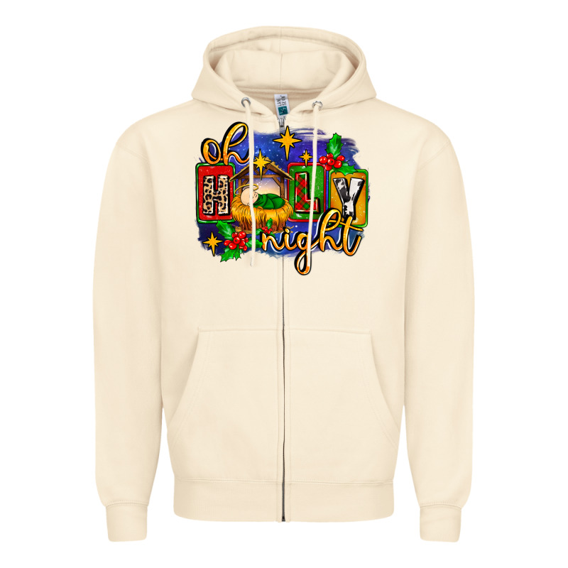 Oh Holy Night With Baby Jesus For Christmas Zipper Hoodie by MaliasSmallBusiness | Teevron