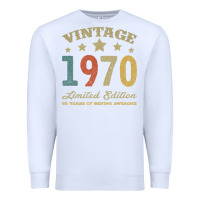 White Vintage 1970 Limited Edition 50 Years Of Being Awesome Premium Sweatshirt - Bettercallsaul