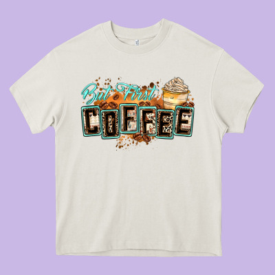 But First Coffee Heavy Core Tee Designed By Zillion Design Studio