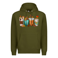 Army Green Thankful Coffee Cups Premium Hoodie - texasbilliewilder