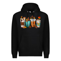 Black Thankful Coffee Cups Premium Hoodie - texasbilliewilder