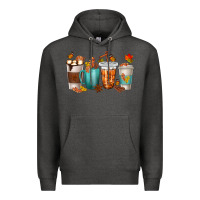 Charcoal Heather Thankful Coffee Cups Premium Hoodie - texasbilliewilder