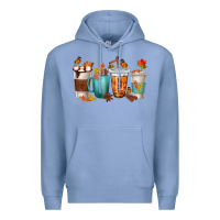 Colony Blue Thankful Coffee Cups Premium Hoodie - texasbilliewilder