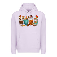 Lilac Thankful Coffee Cups Premium Hoodie - texasbilliewilder