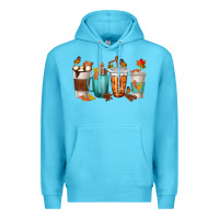 Ocean Blue Thankful Coffee Cups Premium Hoodie - texasbilliewilder
