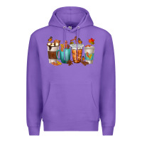 Purple Thankful Coffee Cups Premium Hoodie - texasbilliewilder