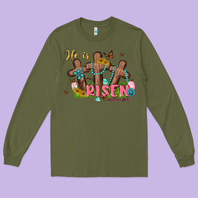 He Is Risen Long Sleeve Tee Designed By Maliassmallbusiness