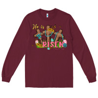 Burgundy he is risen Long Sleeve Tee - MaliasSmallBusiness