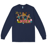 Navy he is risen Long Sleeve Tee - MaliasSmallBusiness