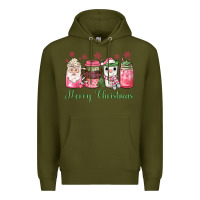 Army Green pink  merry christmas coffee Premium Hoodie - JahusDesignShop