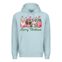 Blue Mist pink  merry christmas coffee Premium Hoodie - JahusDesignShop