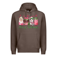 Coffee pink  merry christmas coffee Premium Hoodie - JahusDesignShop
