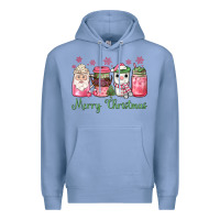 Colony Blue pink  merry christmas coffee Premium Hoodie - JahusDesignShop