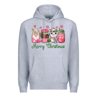 Heather Grey pink  merry christmas coffee Premium Hoodie - JahusDesignShop