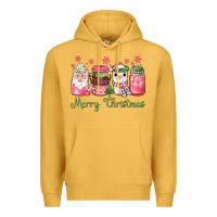 Mustard pink  merry christmas coffee Premium Hoodie - JahusDesignShop