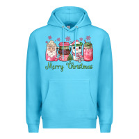 Ocean Blue pink  merry christmas coffee Premium Hoodie - JahusDesignShop
