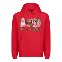 Red pink  merry christmas coffee Premium Hoodie - JahusDesignShop