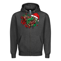 Charcoal Heather santa paws christmas heart Zipper Hoodie - MaliasSmallBusiness