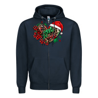 Navy santa paws christmas heart Zipper Hoodie - MaliasSmallBusiness