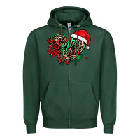 Sports Green santa paws christmas heart Zipper Hoodie - MaliasSmallBusiness