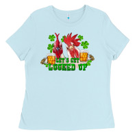 Baby Blue st. patrick's day roosters let's get lucked up Ladies Tee - RanaPortraitStore