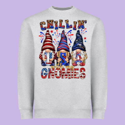 Chilling With My Gnomies With Usa Heavyweight Sweatshirt Designed By Nancycooperartshop