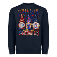 Navy Chilling with my gnomies with usa Heavyweight Sweatshirt - NancyCooperArtShop