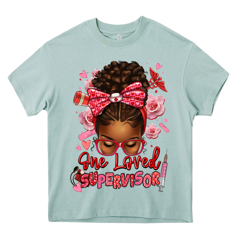 One Loved Supervisor Afro Messy Bun Heavy Core Tee by texasbilliewilder | Teevron