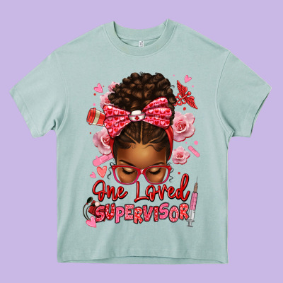 One Loved Supervisor Afro Messy Bun Heavy Core Tee Designed By Texasbilliewilder