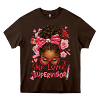 Chocolate Brown one loved supervisor afro messy bun Heavy Core Tee - texasbilliewilder