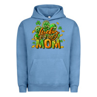Pigment Pebble Blue Lucky Mom  St. Patrick's Day Urban Hoodie - CowGirlArtShop