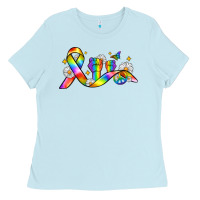 Baby Blue pride ribbon Ladies Tee - Zillion Design Studio