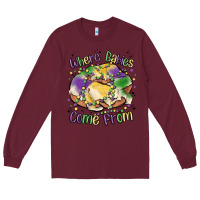 Burgundy where babies come from Long Sleeve Tee - MaliasSmallBusiness