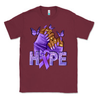 Burgundy hope lavender ribbon all cancers Classic Tee - NancyCooperArtShop