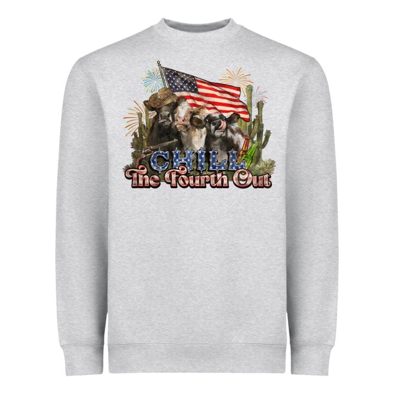 Chill The Fourth Out Cows 4th July America Heavyweight Sweatshirt by NancyCooperArtShop | Teevron